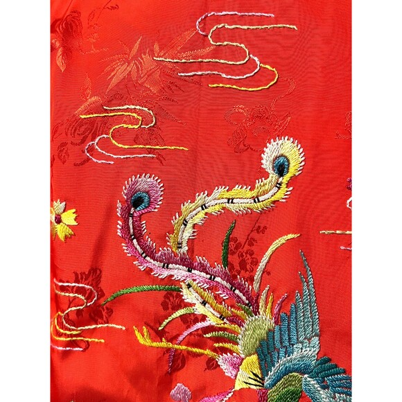 Vtg SILVER LAKE Women’s M Kimono Robe Embroidered Phoenix Dragon Floral Satin - Picture 9 of 9